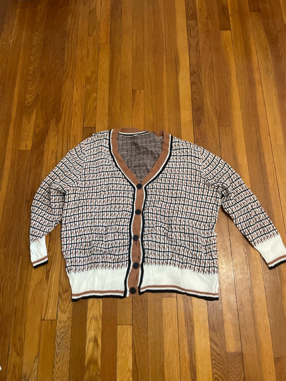 SHEIN Curve Patterned Cardigan Sweater 2XL Neutral Knit Button Up